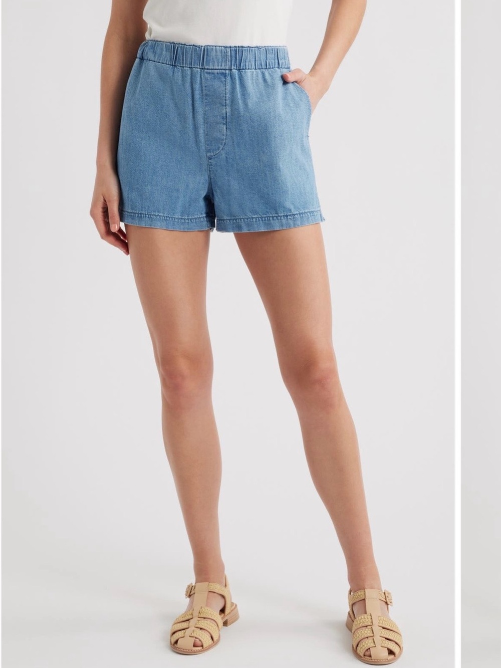 Madewell Light Blue Denim Pull-On Shorts